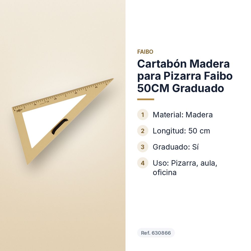 CARTABÓN MADERA PARA PIZARRA FAIBO 50CM GRADUADO  - características principales
