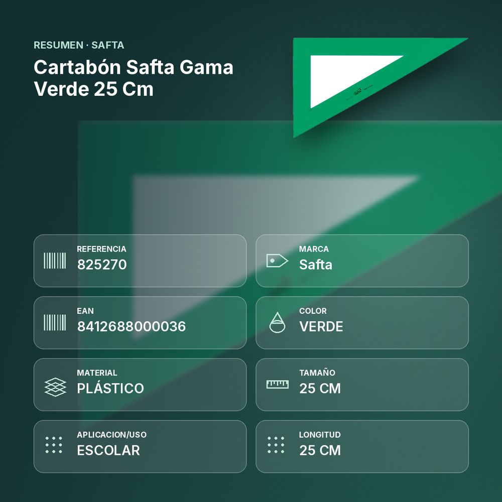 CARTABÓN SAFTA GAMA VERDE 25 CM  - resumen de atributos