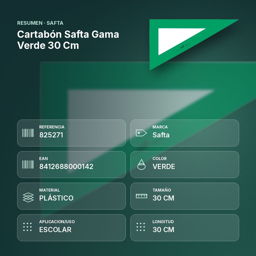CARTABÓN SAFTA GAMA VERDE 30 CM  - resumen de atributos