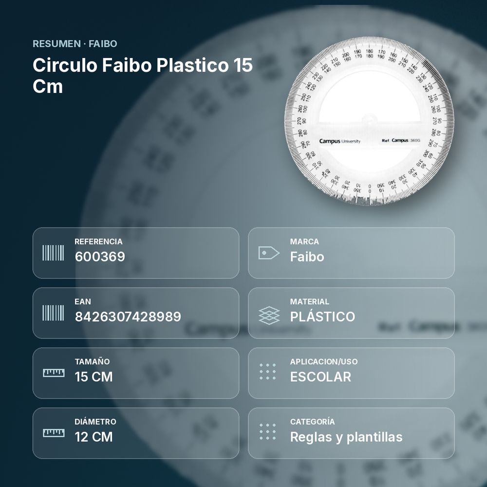 CIRCULO FAIBO PLASTICO 15 CM - resumen de atributos