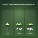 ESCUADRA FABER CASTELL GAMA VERDE PLÁSTICO 25CM  - formato de venta: paquete de 10, caja de 40