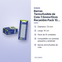 BARRAS TERMOFUSIBLE DE COLA 7.5MMX10CM RECAMBIO PACK 10 UNIDADES - características principales