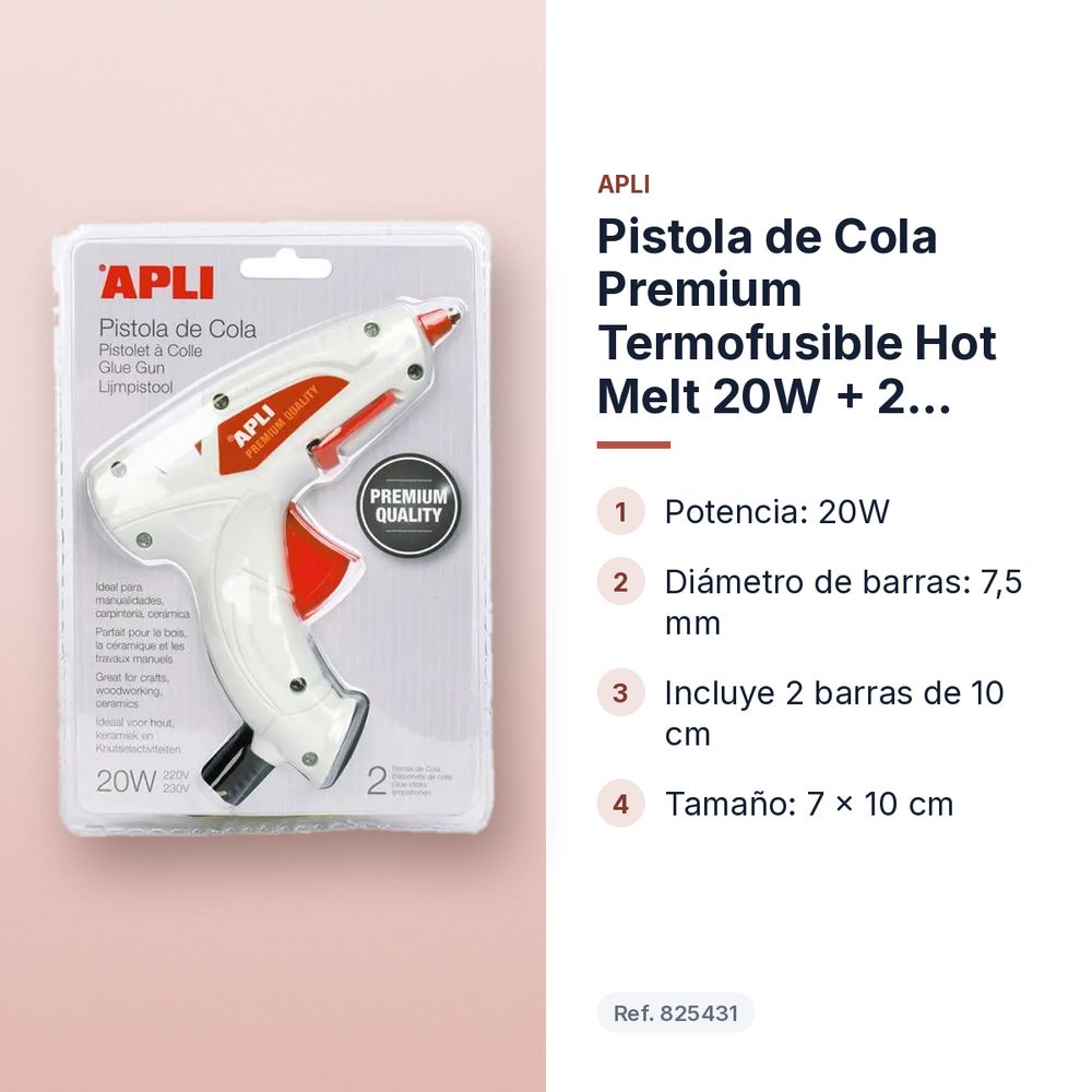PISTOLA DE COLA PREMIUM TERMOFUSIBLE HOT MELT 20W + 2 BARRAS - características principales