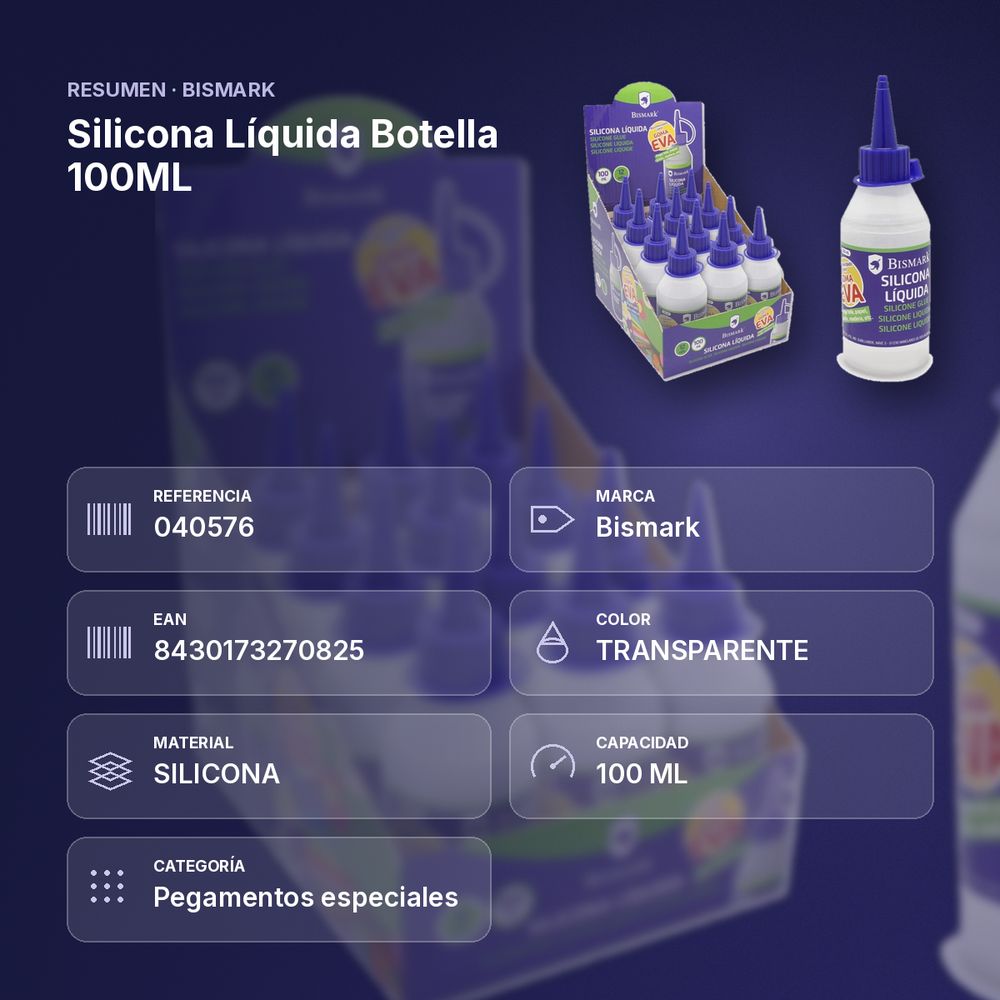 SILICONA LÍQUIDA BOTELLA 100ML - resumen de atributos