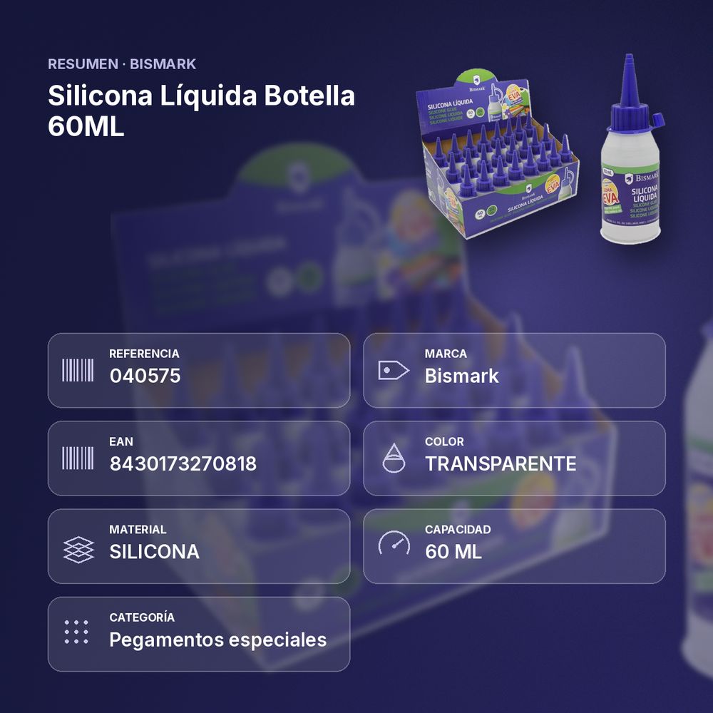 SILICONA LÍQUIDA BOTELLA 60ML - resumen de atributos