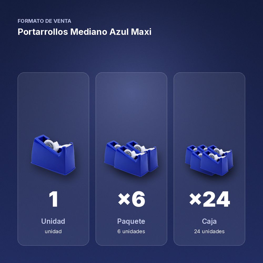 PORTARROLLOS MEDIANO AZUL MAXI - formato de venta: paquete de 6, caja de 24