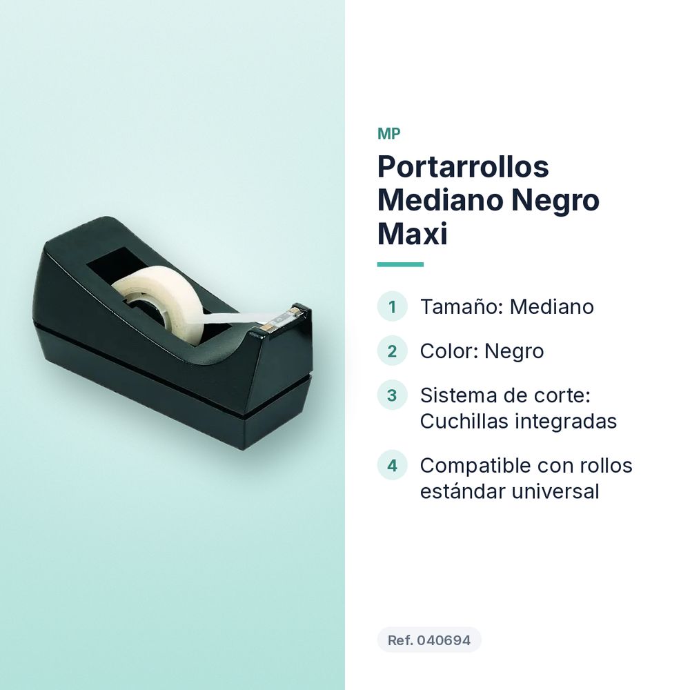 PORTARROLLOS MEDIANO NEGRO MAXI - características principales