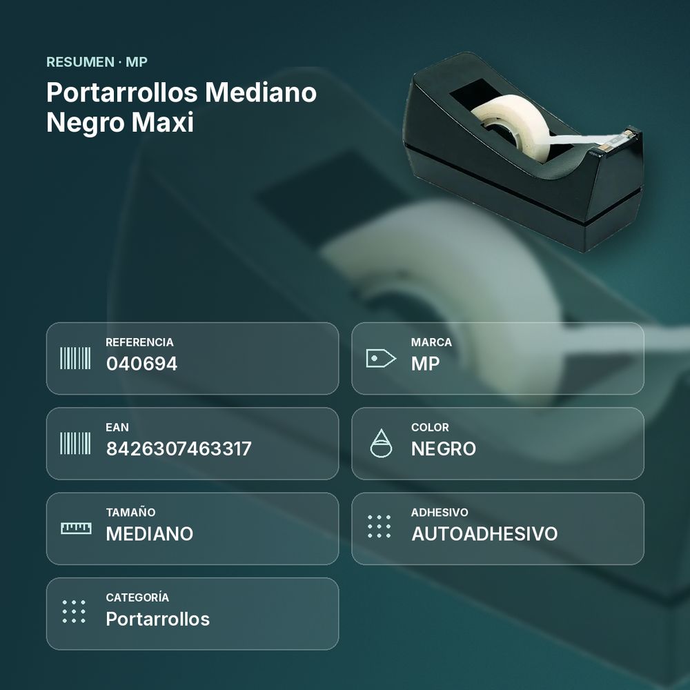 PORTARROLLOS MEDIANO NEGRO MAXI - resumen de atributos