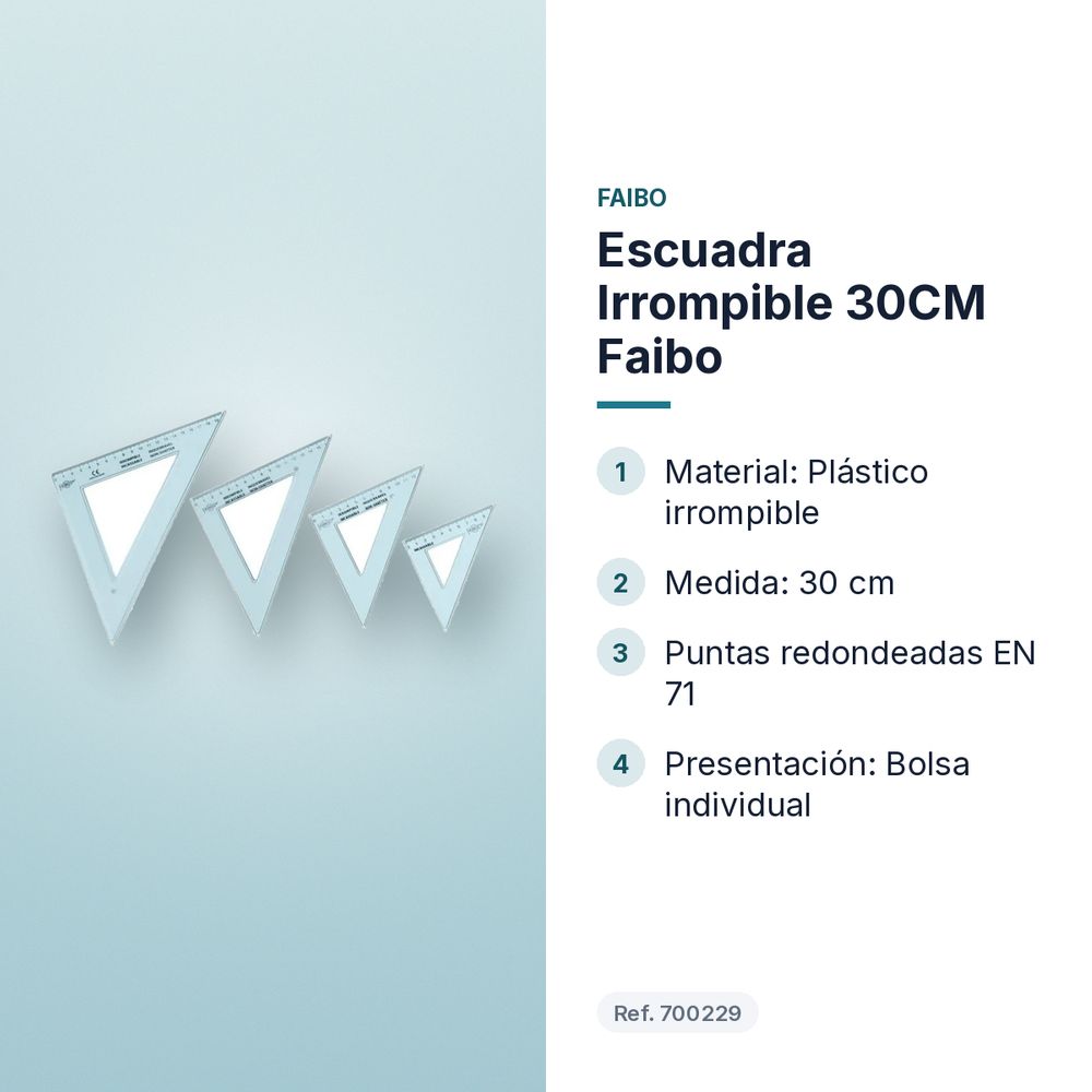 ESCUADRA IRROMPIBLE 30CM FAIBO - características principales
