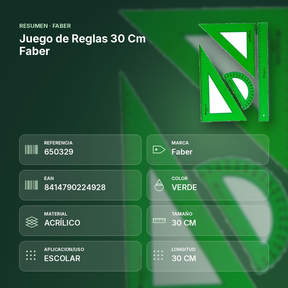 JUEGO DE REGLAS 30 CM FABER - resumen de atributos