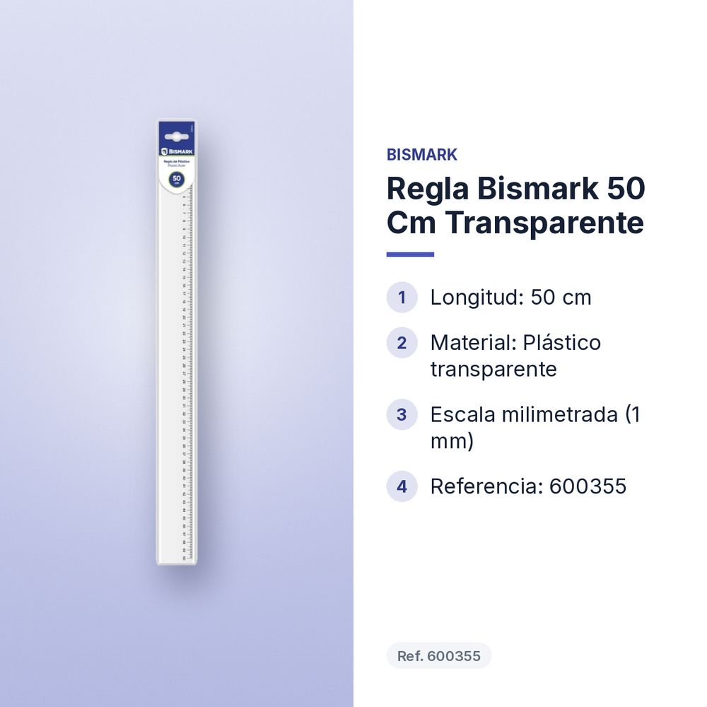 REGLA BISMARK 50 CM TRANSPARENTE - características principales