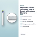 REGLA DE ALUMINIO 20CM CON BISEL Y ESCALA MILIMETRADA BISMARK - características principales