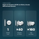 REGLA DE ALUMINIO 20CM CON BISEL Y ESCALA MILIMETRADA BISMARK - formato de venta: paquete de 40, caja de 160