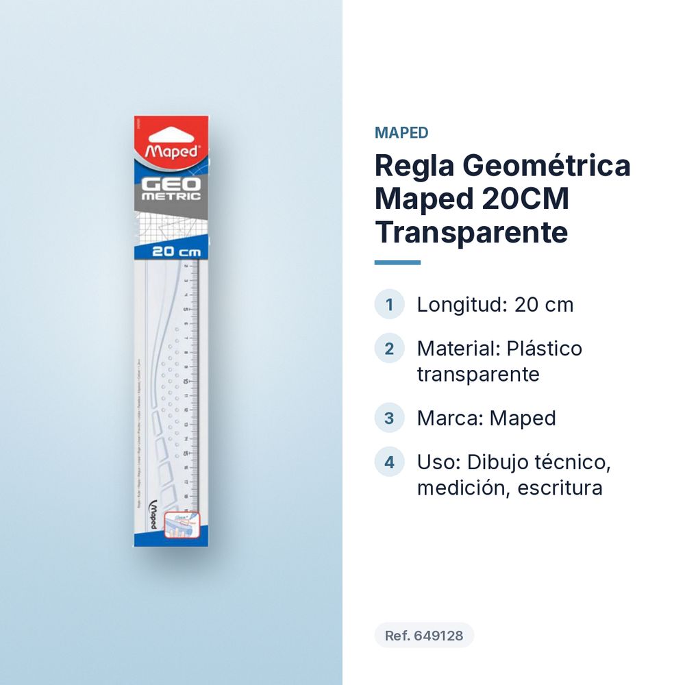 REGLA GEOMÉTRICA MAPED 20CM TRANSPARENTE - características principales