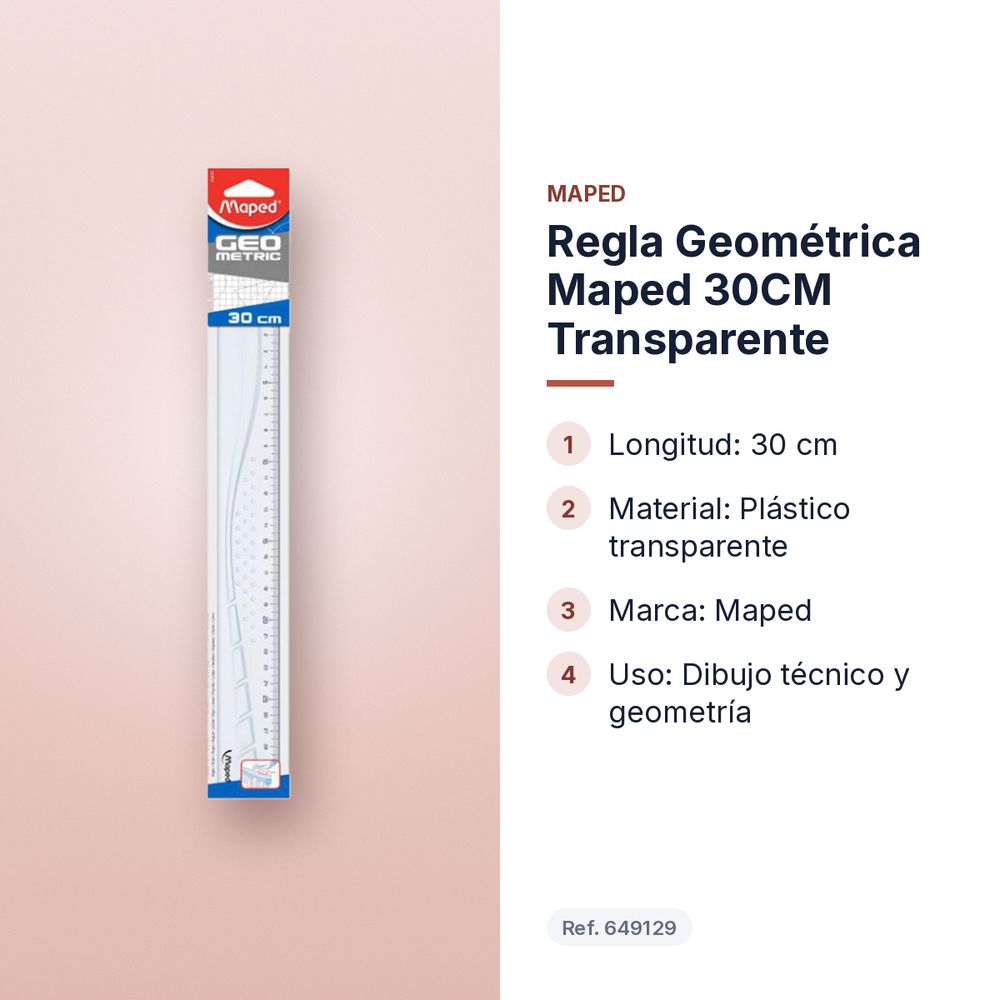 REGLA GEOMÉTRICA MAPED 30CM TRANSPARENTE - características principales