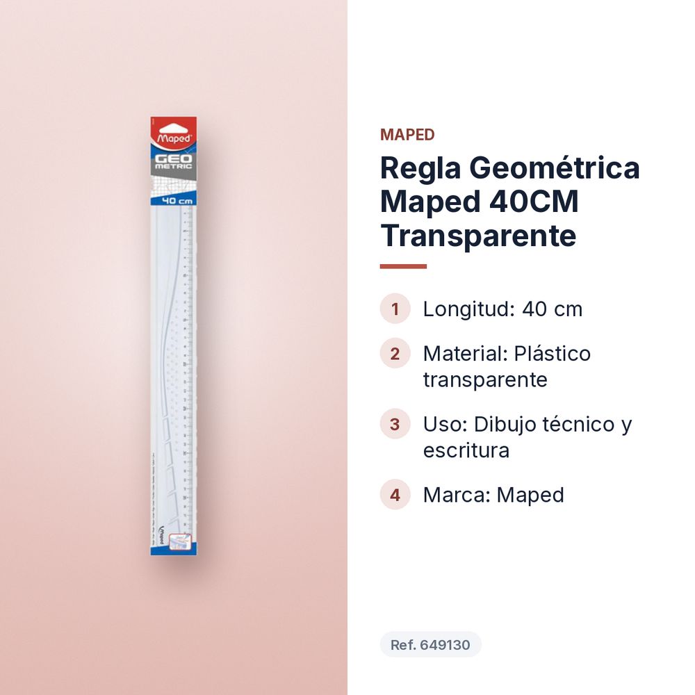 REGLA GEOMÉTRICA MAPED 40CM TRANSPARENTE - características principales