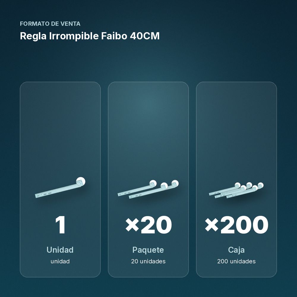 REGLA IRROMPIBLE FAIBO 40CM - formato de venta: paquete de 20, caja de 200