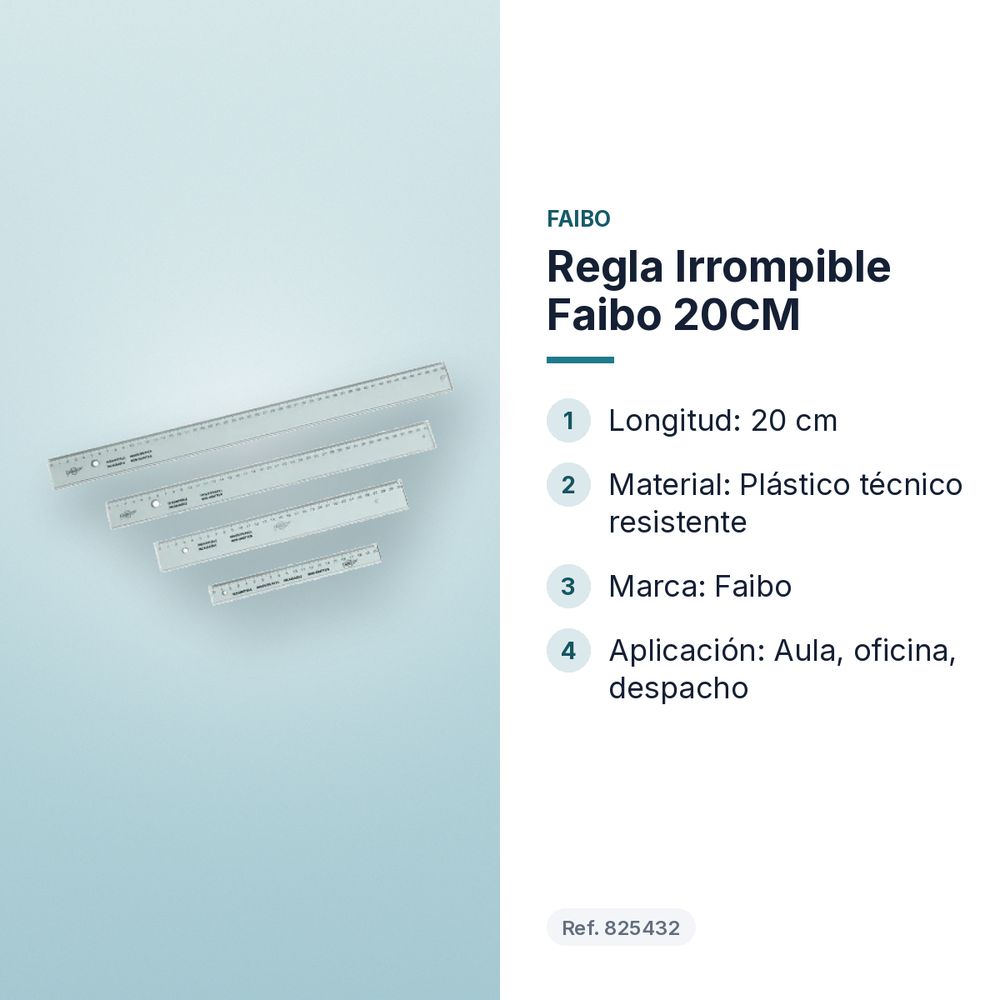 REGLA IRROMPIBLE FAIBO 20CM - características principales