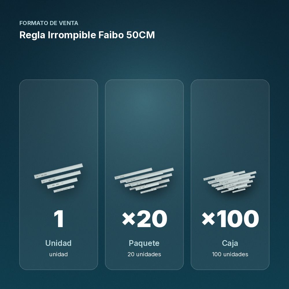 REGLA IRROMPIBLE FAIBO 50CM - formato de venta: paquete de 20, caja de 100