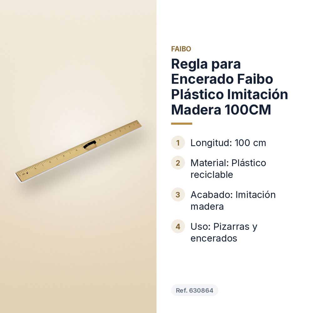 REGLA PARA ENCERADO FAIBO PLÁSTICO IMITACIÓN MADERA 100CM - características principales