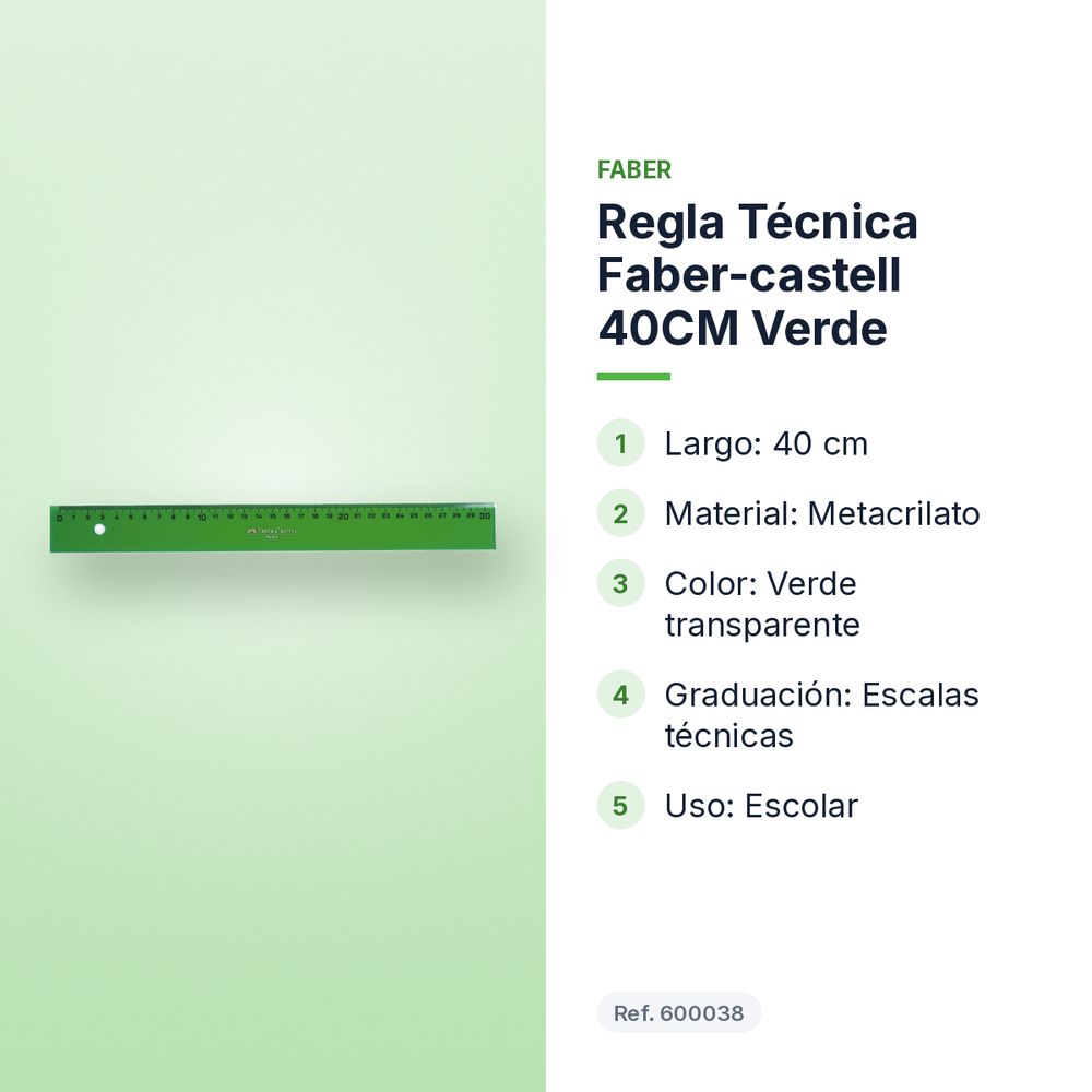 REGLA TÉCNICA FABER-CASTELL 40CM VERDE - características principales