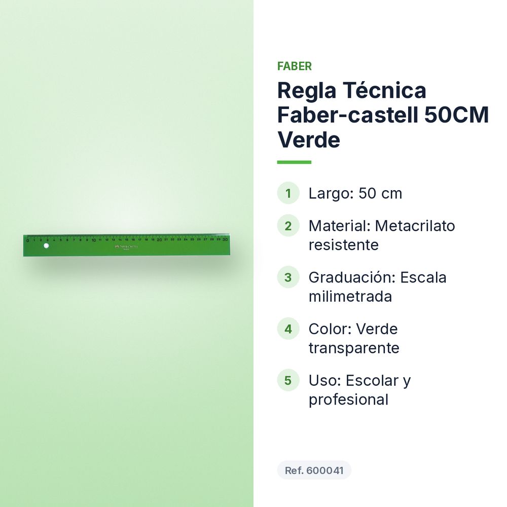 REGLA TÉCNICA FABER-CASTELL 50CM VERDE - características principales