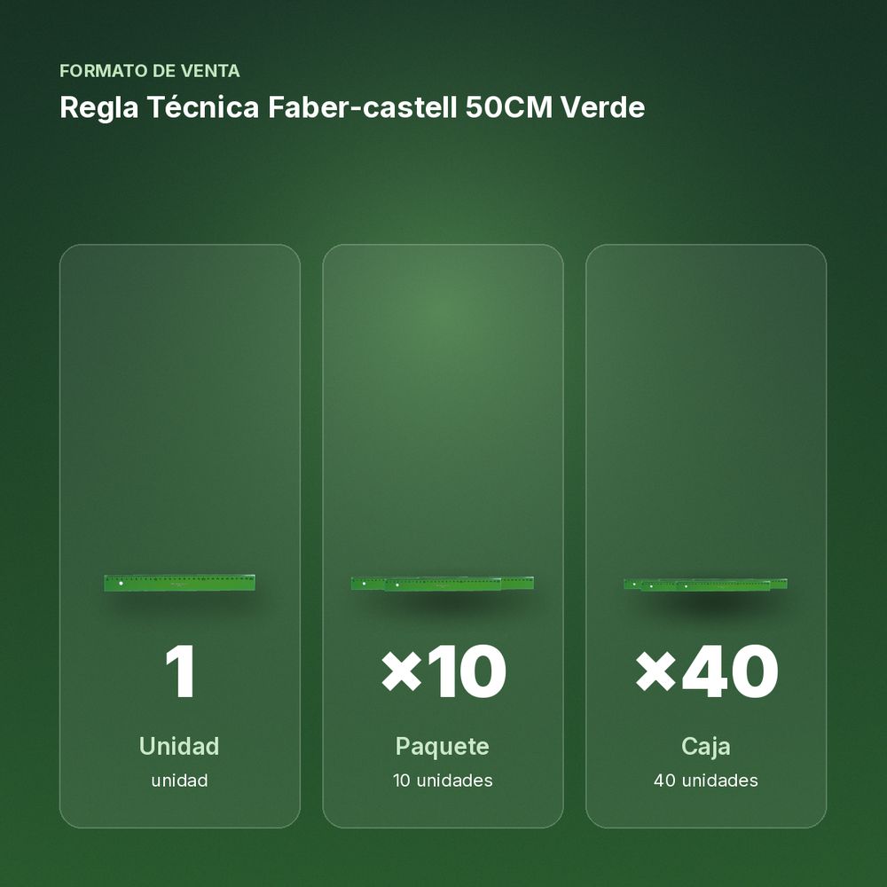 REGLA TÉCNICA FABER-CASTELL 50CM VERDE - formato de venta: paquete de 10, caja de 40