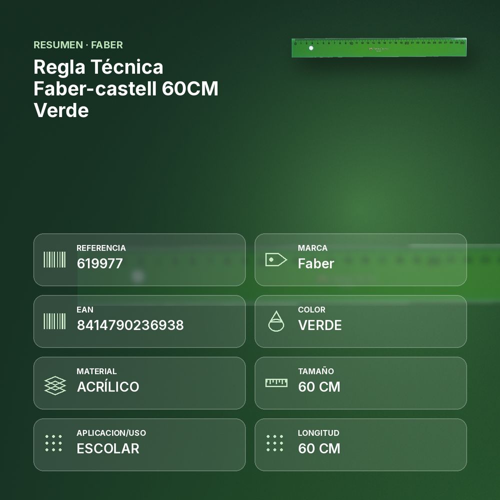 REGLA TÉCNICA FABER-CASTELL 60CM VERDE - resumen de atributos