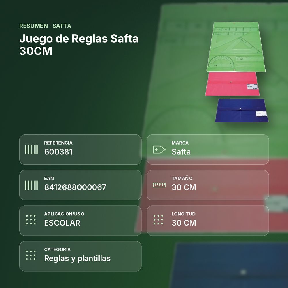 JUEGO DE REGLAS SAFTA 30CM - resumen de atributos