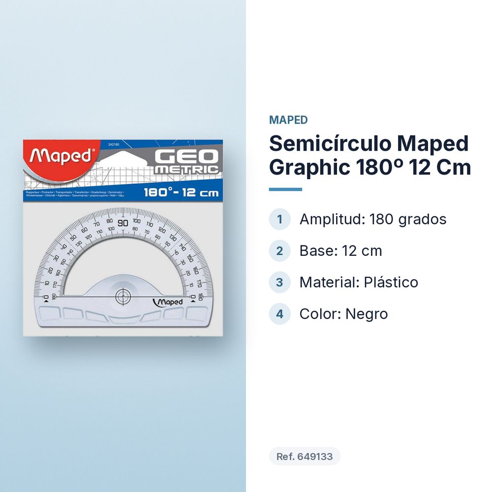 SEMICÍRCULO MAPED GRAPHIC 180º 12 CM - características principales