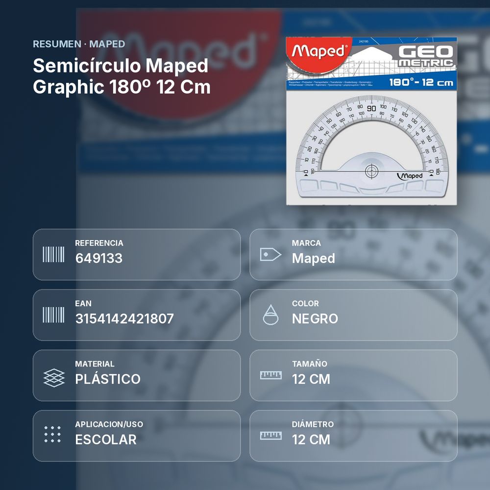 SEMICÍRCULO MAPED GRAPHIC 180º 12 CM - resumen de atributos