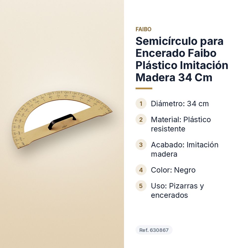 SEMICÍRCULO PARA ENCERADO FAIBO PLÁSTICO IMITACIÓN MADERA 34 CM - características principales