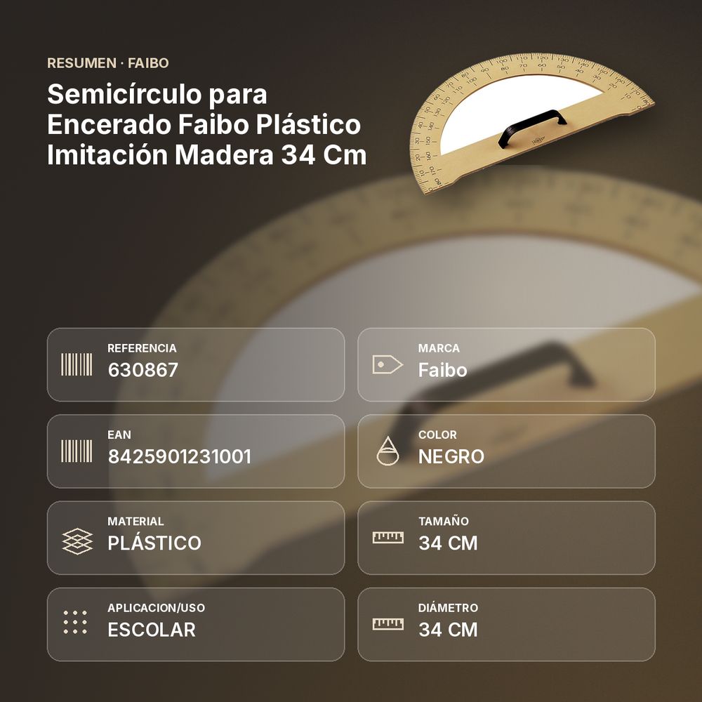 SEMICÍRCULO PARA ENCERADO FAIBO PLÁSTICO IMITACIÓN MADERA 34 CM - resumen de atributos