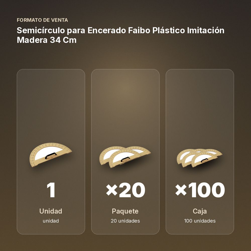 SEMICÍRCULO PARA ENCERADO FAIBO PLÁSTICO IMITACIÓN MADERA 34 CM - formato de venta: paquete de 20, caja de 100
