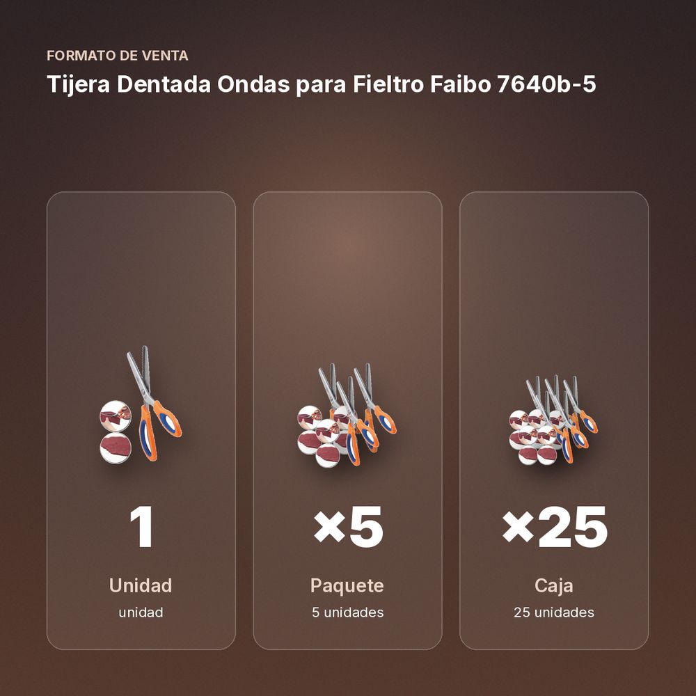 TIJERA DENTADA ONDAS PARA FIELTRO FAIBO 7640B-5 - formato de venta: paquete de 5, caja de 25