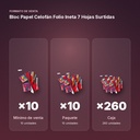 BLOC PAPEL CELOFÁN FOLIO INETA 7 HOJAS SURTIDAS - formato de venta: paquete de 10, caja de 260