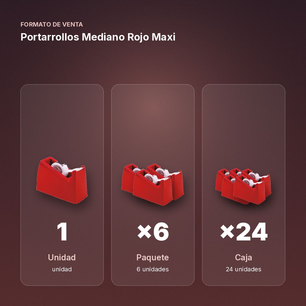 PORTARROLLOS MEDIANO ROJO MAXI - formato de venta: paquete de 6, caja de 24