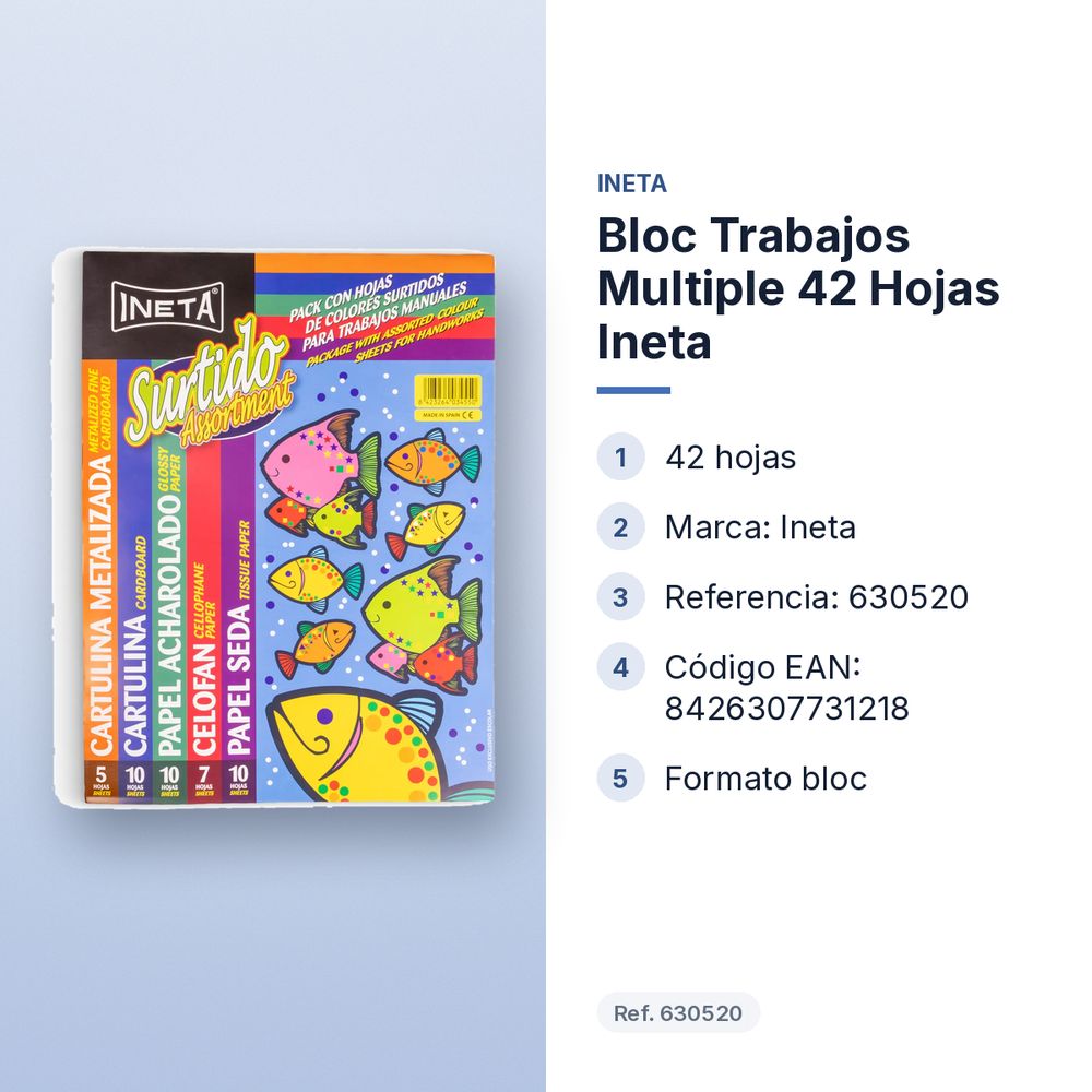BLOC TRABAJOS MULTIPLE 42 HOJAS INETA - características principales