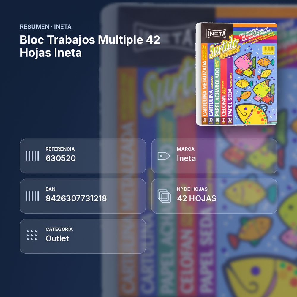 BLOC TRABAJOS MULTIPLE 42 HOJAS INETA - resumen de atributos