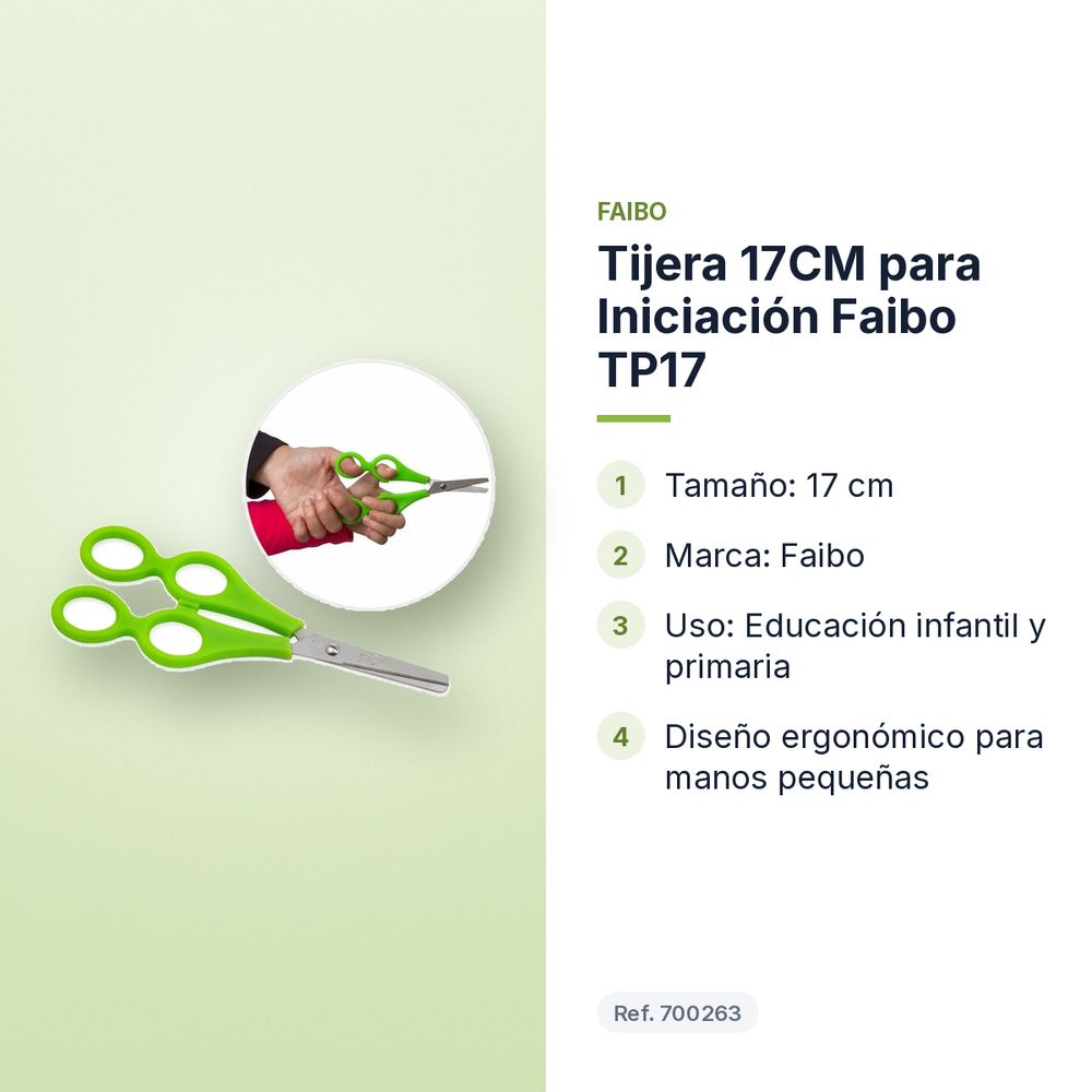 TIJERA 17CM PARA INICIACIÓN FAIBO TP17 - características principales