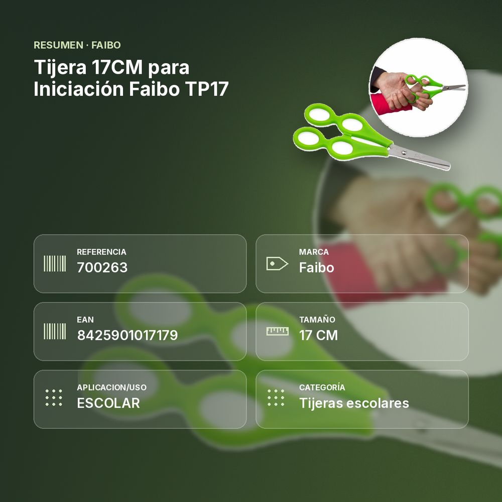 TIJERA 17CM PARA INICIACIÓN FAIBO TP17 - resumen de atributos