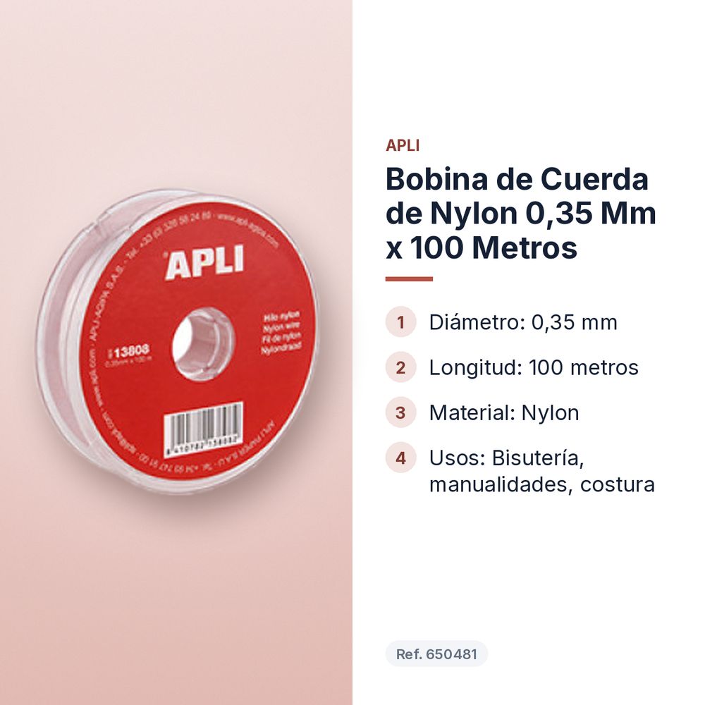 BOBINA DE CUERDA DE NYLON 0,35 MM X 100 METROS - características principales