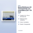 BOLSA MULTIUSOS A5 TRANSPARENTE CON CREMALLERA (24 × 19 CM) - características principales
