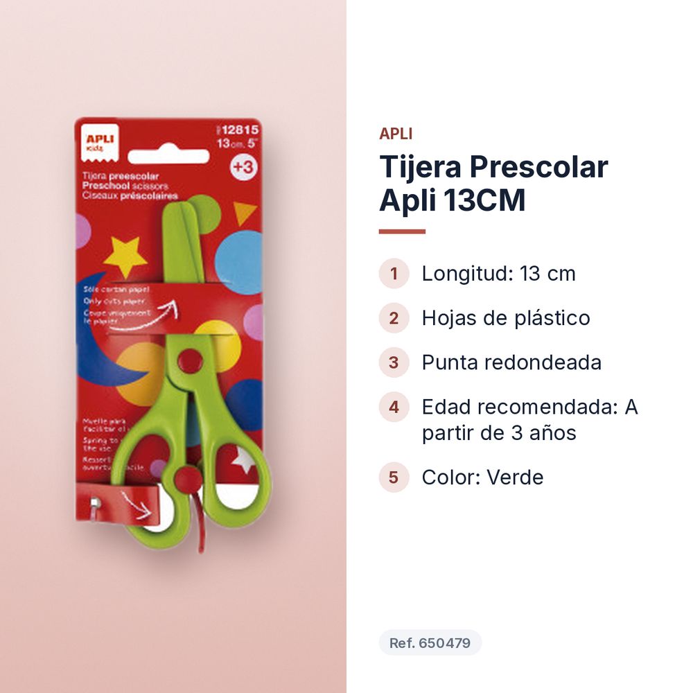 TIJERA PRESCOLAR APLI 13CM - características principales