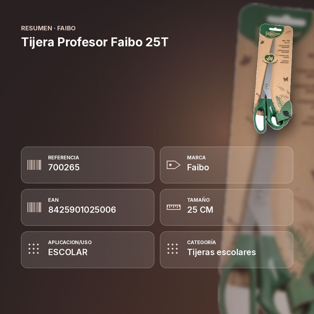 TIJERA PROFESOR FAIBO 25T - resumen de atributos
