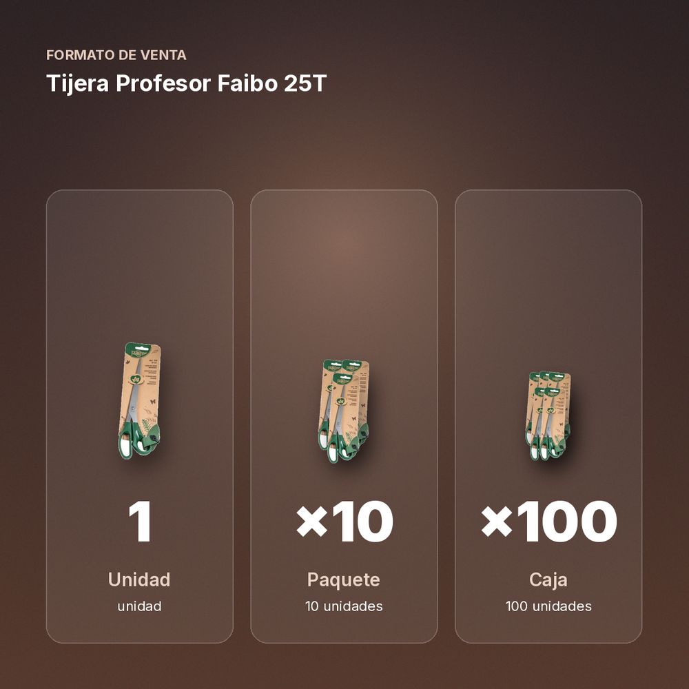 TIJERA PROFESOR FAIBO 25T - formato de venta: paquete de 10, caja de 100