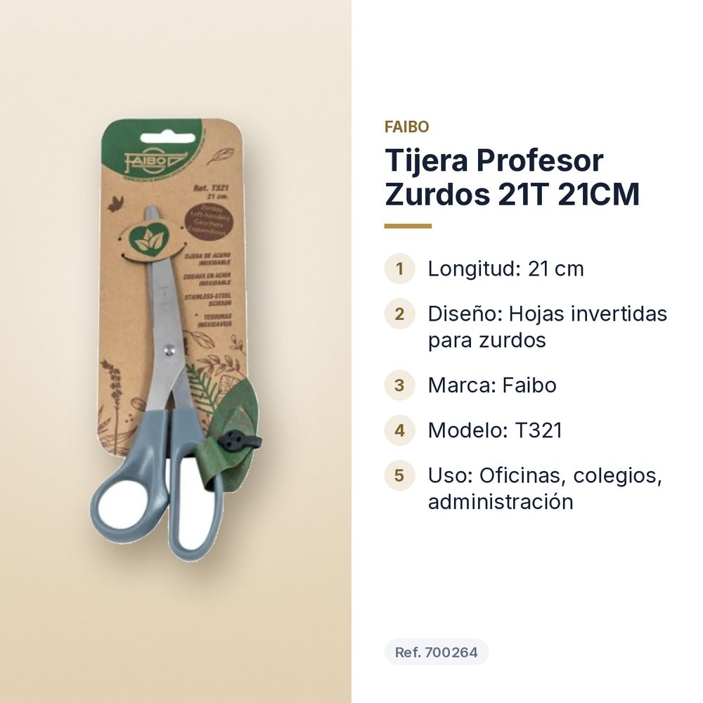 TIJERA PROFESOR ZURDOS 21T 21CM - características principales