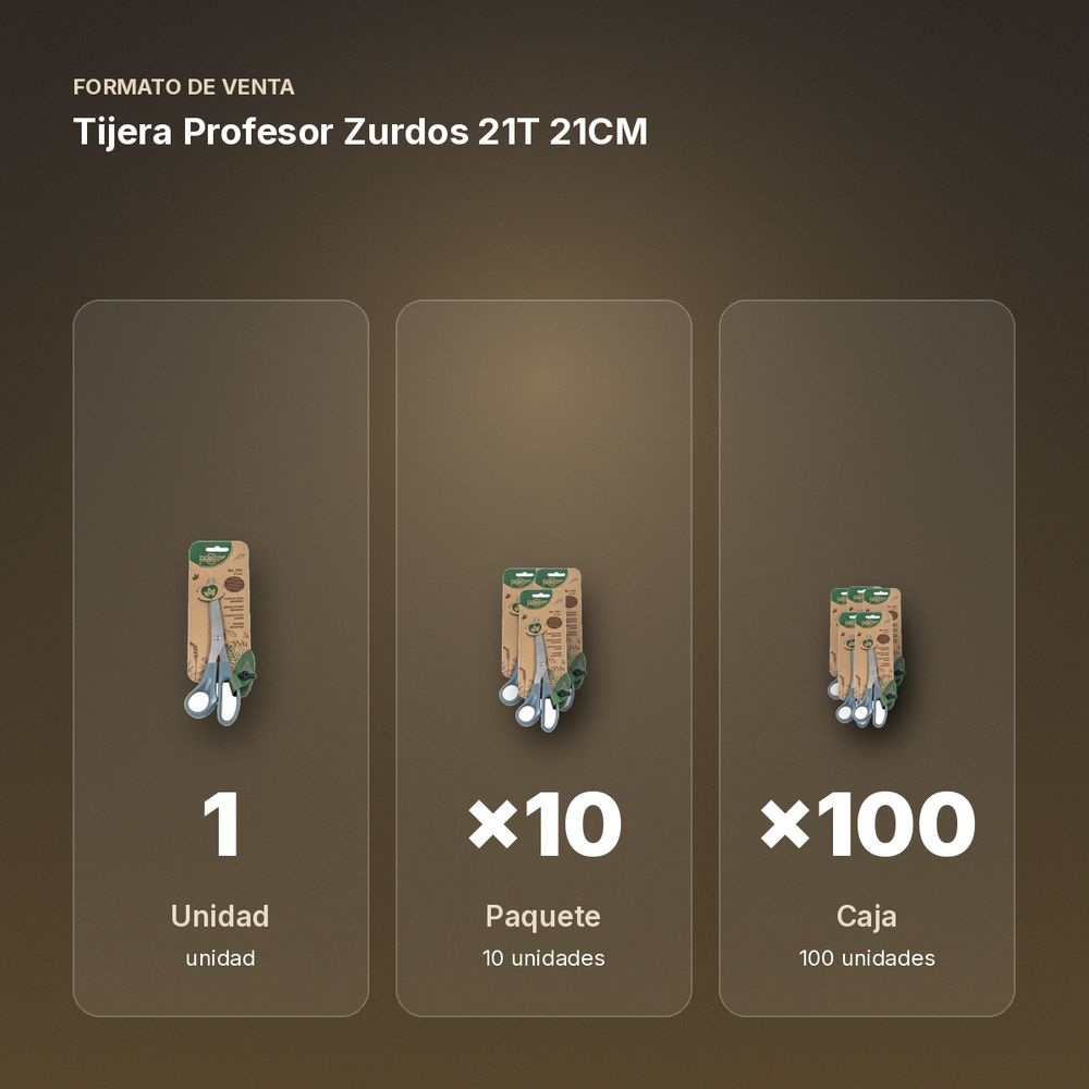 TIJERA PROFESOR ZURDOS 21T 21CM - formato de venta: paquete de 10, caja de 100