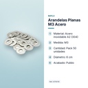 ARANDELAS PLANAS M3 ACERO  - características principales