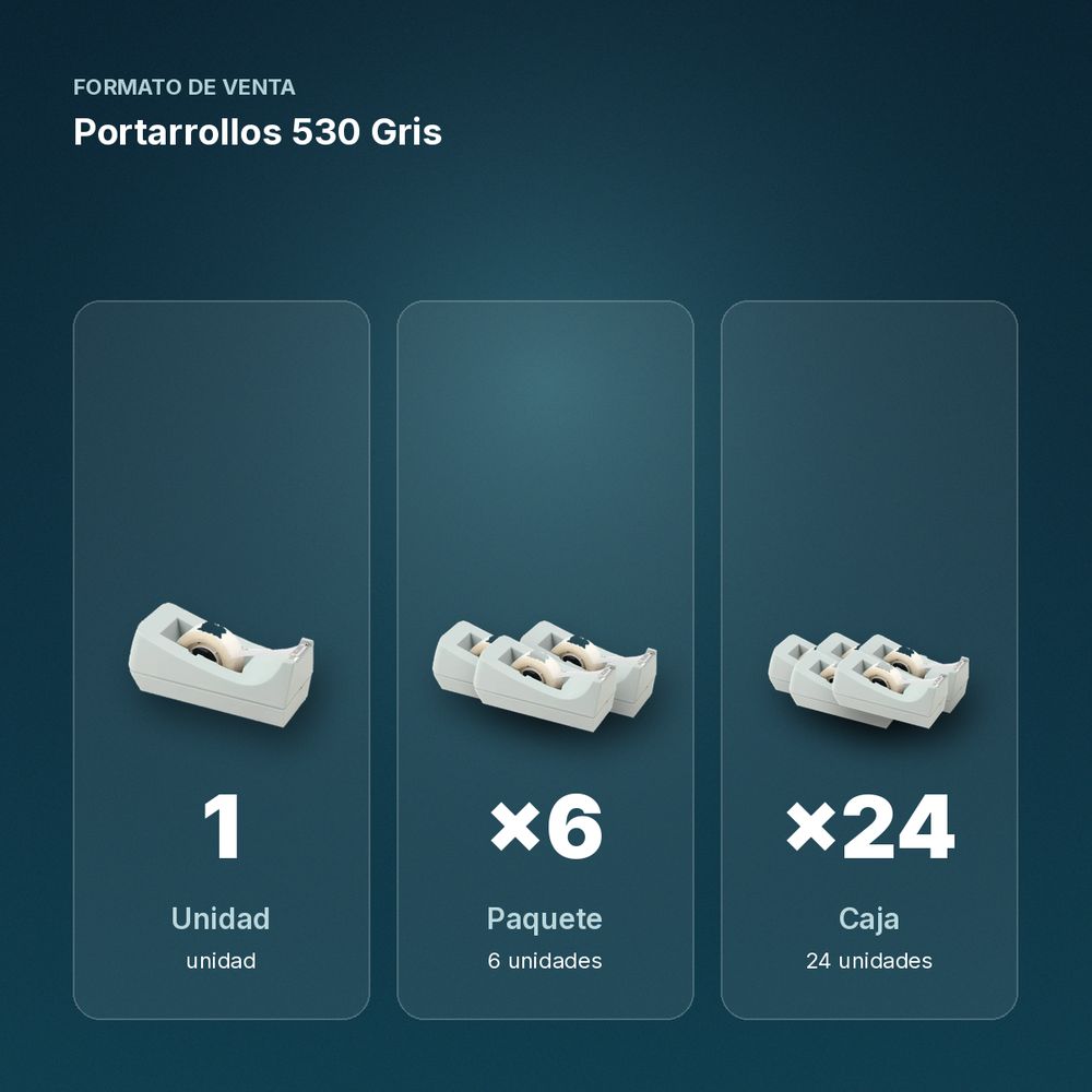 PORTARROLLOS 530 GRIS - formato de venta: paquete de 6, caja de 24